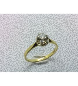 Goud dames ring spiegelchaton met 0.20 crt. VS-G mt.17¥ - 3223626
