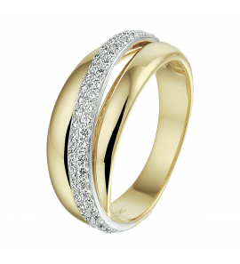 Goud bicolour dames ring met diam/bril 0.47 ct H-SI mt. 17¥ - 3223737