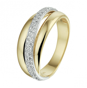 Goud bicolour dames ring met diam/bril 0.47 ct H-SI mt. 17¥ - 3223737