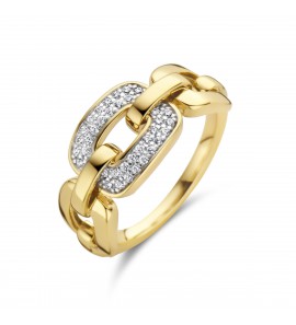 Goud dames ring schakelmotief met diam/bril 0.16 ct H-SI mt. 17¥ - 3223738