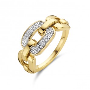 Goud dames ring schakelmotief met diam/bril 0.16 ct H-SI mt. 17¥ - 3223738