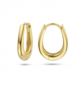 Goud klap-creolen rechthoek bol aflopend 15.5x3 mm - 3223740