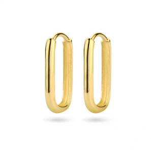 Goud klap-creolen rechthoek bol  16x2 mm - 3223741