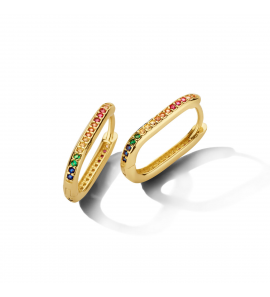Goud klap-creolen met kleur zirkonia 17x2.5 mm - 3223749