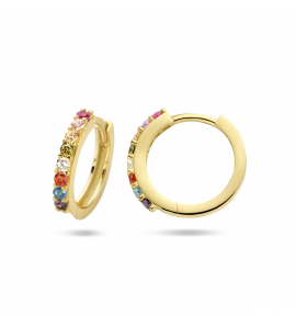 Goud klap-creolen met kleur zirkonia 13.5x2 mm - 3223750