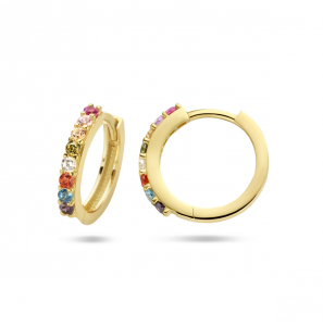 Goud klap-creolen met kleur zirkonia 13.5x2 mm - 3223750