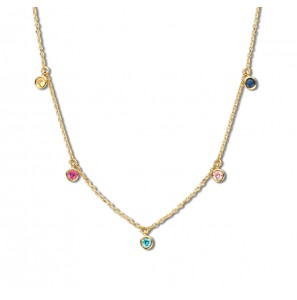 Goud anker collier 0.8 mm met hangers kleur zirkonia's 40-42-44 cm - 3223753
