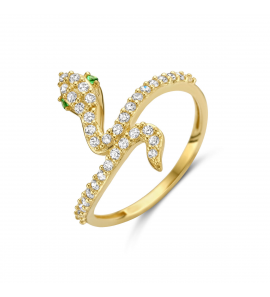 Goud dames ring slag met zirkonia's mt 17¼ - 3223756