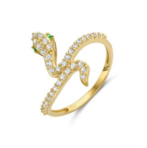 Goud dames ring slag met zirkonia's mt 17¼ - 3223756