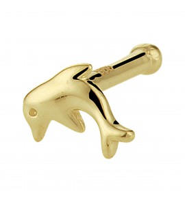Goud neusknopje staafje met dolfijntje - 3223846