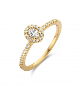 Goud dames ring Halo met dia/bril H-SI 0.28 ct  mt. 17 - 3223762