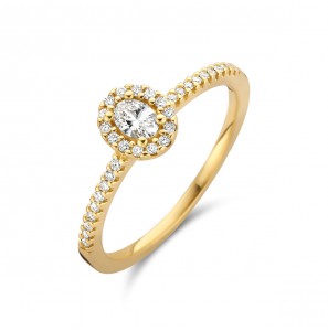 Goud dames ring Halo met dia/bril H-SI 0.28 ct  mt. 17 - 3223762