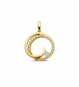 Goud hanger rond fantasie met dia/bril H-SI 0.13 ct - 3223764