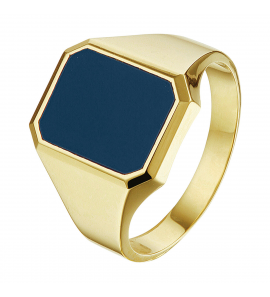 Goud heren ring 8-kant blauw lagen12x15 mm mt. 21 - 3223769
