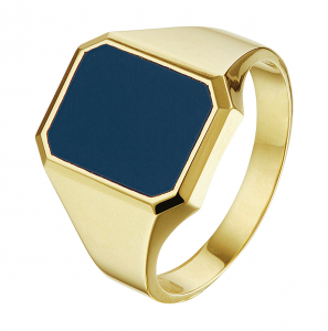 Goud heren ring 8-kant blauw lagen12x15 mm mt. 21 - 3223769