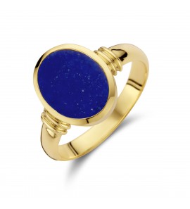 Goud Zegelring met lapis massief mt. 19 - 3223772