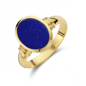 Goud Zegelring met lapis massief mt. 19 - 3223772