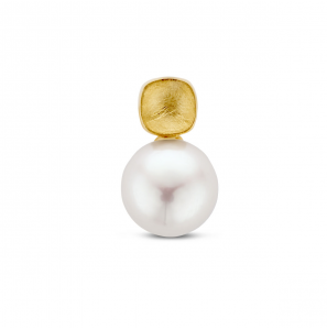 Goud hanger met zw parel 10 mm - 3223781