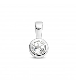 Zilver RH geboortesteen hanger 5.5 mm April Wit topaas 0.32 ct - 3223789