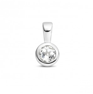 Zilver RH geboortesteen hanger 5.5 mm April Wit topaas 0.32 ct - 3223789