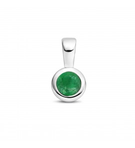 Zilver RH geboortesteen hanger 5.5 mm Mei Smaragd 0.25 ct - 3223790