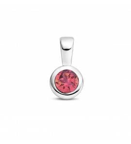 Zilver RH geboortesteen hanger 5.5 mm Oktober Toermalijn 0.29 ct - 3223795