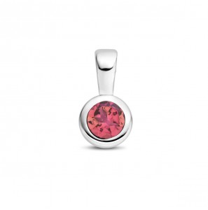 Zilver RH geboortesteen hanger 5.5 mm Oktober Toermalijn 0.29 ct - 3223795