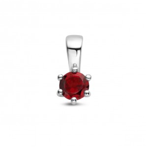 Zilver RH geboortesteen hanger 4 mm Januari Granaat 0.35 ct - 3223798