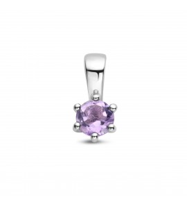 Zilver RH geboortesteen hanger 4 mm Februari Amethist 0.26 ct - 3223799