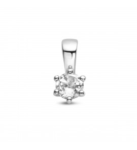 Zilver RH geboortesteen hanger 4 mm April Wit Topaas 0.32 ct - 3223801