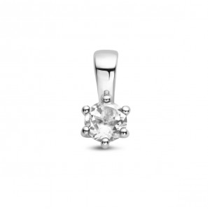 Zilver RH geboortesteen hanger 4 mm April Wit Topaas 0.32 ct - 3223801