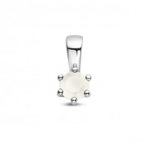 Zilver RH geboortesteen hanger 4 mm Juni Maansteen 0.35 ct - 3223803