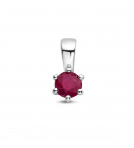 Zilver RH geboortesteen hanger 4 mm Juli Robijm 0.33 ct - 3223804