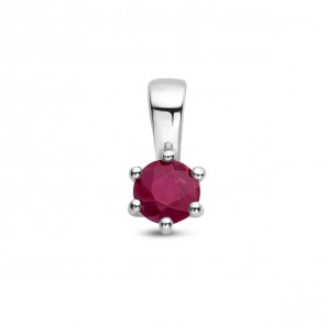 Zilver RH geboortesteen hanger 4 mm Juli Robijm 0.33 ct - 3223804