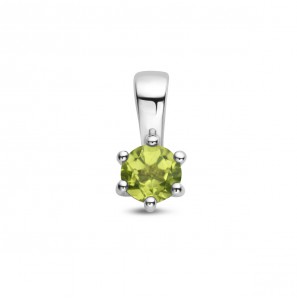 Zilver RH geboortesteen hanger 4 mm Augustus Peridoot 0.30 ct - 3223805