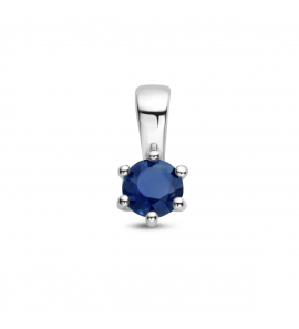 Zilver RH geboortesteen hanger 4 mm September Saffier 0.33 ct - 3223806