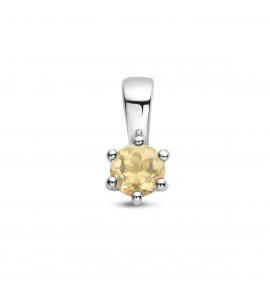 Zilver RH geboortesteen hanger 4 mm November Citrien 0.26 ct - 3223808