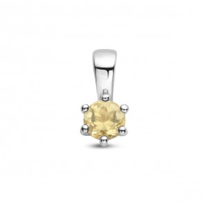 Zilver RH geboortesteen hanger 4 mm November Citrien 0.26 ct - 3223808