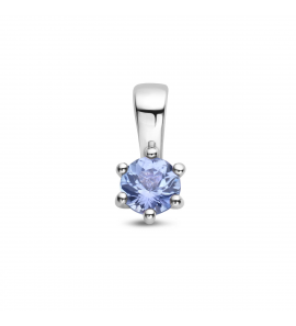 Zilver RH geboortesteen hanger 4 mm December Tanzaniet 0.29 ct - 3223809