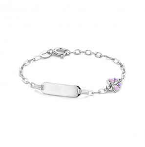 Zilver RH plaatbandje met email vlinder 11+2 cm - 3223815
