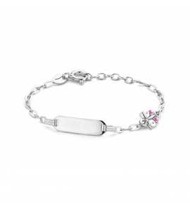 Zilver RH plaatbandje met email vlinder 11+2 cm - 3223816