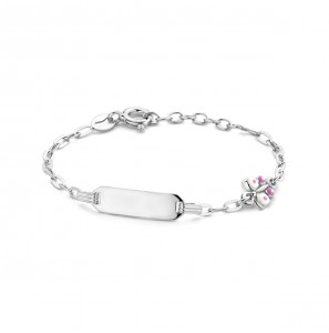 Zilver RH plaatbandje met email vlinder 11+2 cm - 3223816