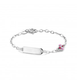 Zilver RH plaatbandje met email klaver 11+2 cm - 3223819