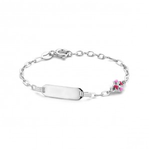 Zilver RH plaatbandje met email klaver 11+2 cm - 3223819