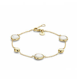 Goud armband anker 1.2 mm met parelmoer 17.5-19 cm - 3223824