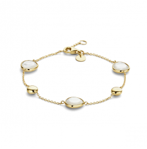 Goud armband anker 1.2 mm met parelmoer 17.5-19 cm - 3223824