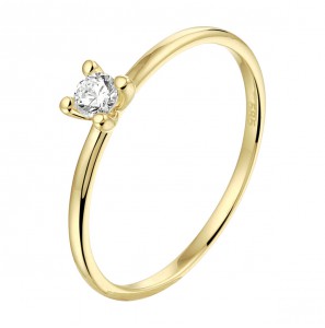 Goud dames aanchuifring met zirkonia 3 mm mt. 18½ - 3223849