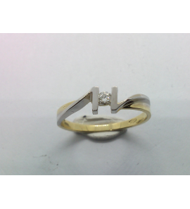 Goud bicolour dames ring met diam/bril. 0.058 crt. mt. 17¢ - 3223904