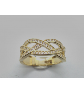 Goud dames ring met zirkonia's mt. 17 - 3223911