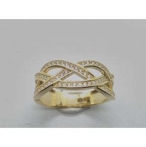 Goud dames ring met zirkonia's mt. 17 - 3223911